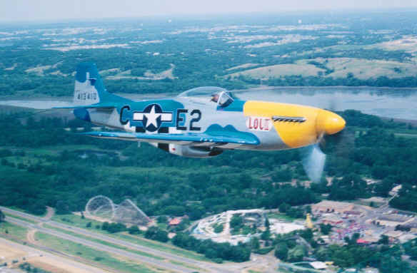 P-51 over amusement park